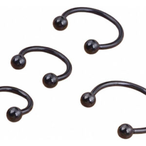 Aretes Candonga Piercing  Acero Color Plateado Y Negro Par