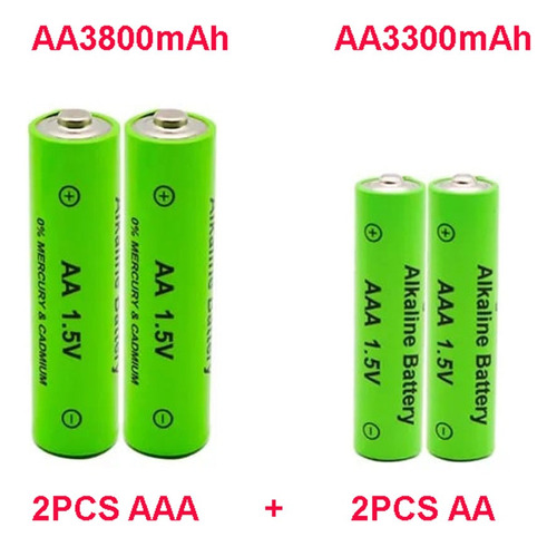 4 Baterías Alcalinas Recargables 2 Aa 3800mah 2 Aaa 3300mah - Imagen 2