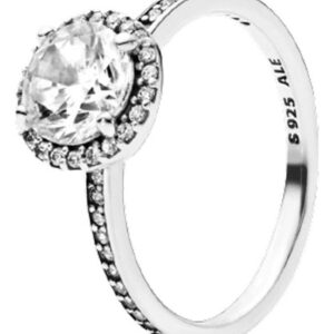 Anillo Pandora Redondo Con Halo Brillante Plata Esterlina