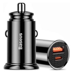 Baseus Cargador Carro Carga Rápida 5a 30w Usb + Usb Tipo C