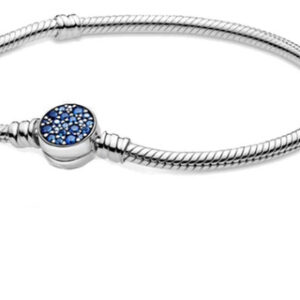 Pulsera Pandora Moments Disco Azul Brazalete Snake Broche