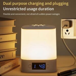 Lampara Led De Mesa Táctil 3 Tonos Dimeable Recargable Reloj